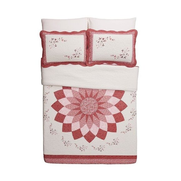Modern Heirloom Charlotte Bedspread King Red Floral MSRP $260 - Picture 4 of 4